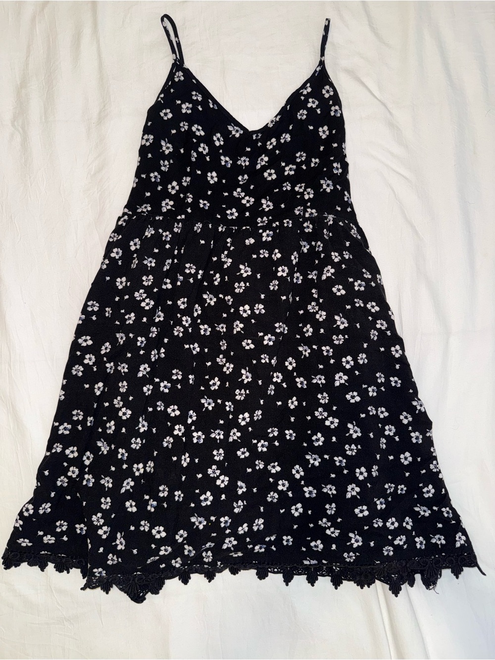 Timing Black Floral Mini Dress with White Flowers